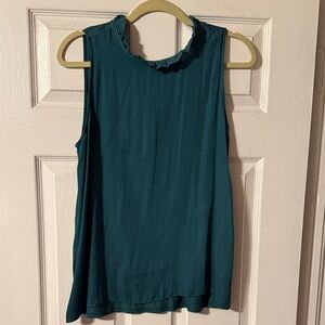 Teal Sleeveless Ruffle Neck Top